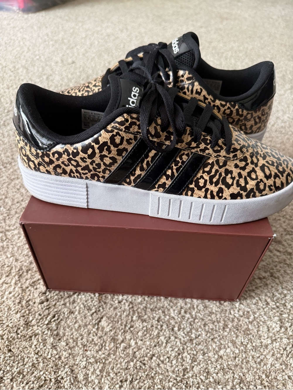 adidas Low Top Sneakers with Leopard Print and Black Interior - Picture 2 of 3